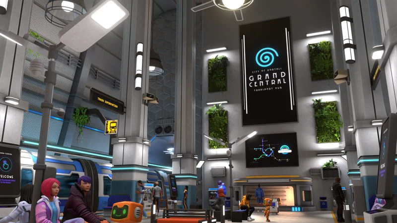Grand Terminal — stylized sci-fi transit hub